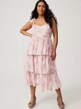 NWT Torrid Midi Chiffon Sweetheart Tiered Dress